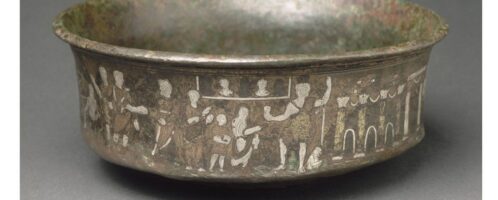 Inlaid bronze cup - scenes from the founding of Caesarea