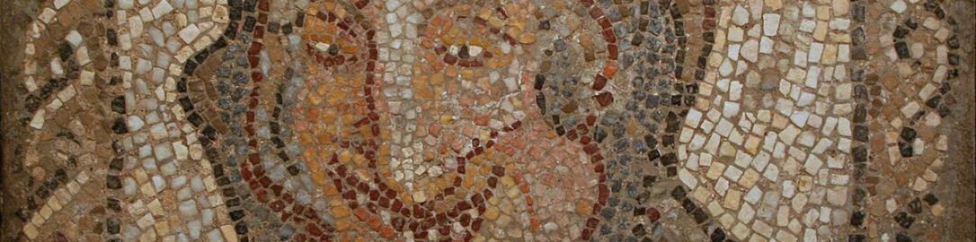 Roman mosaic depicting old woman
