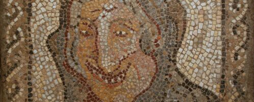 Roman mosaic depicting old woman