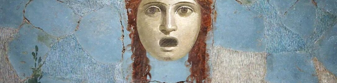 Roman fresco showing woman's tragic mask