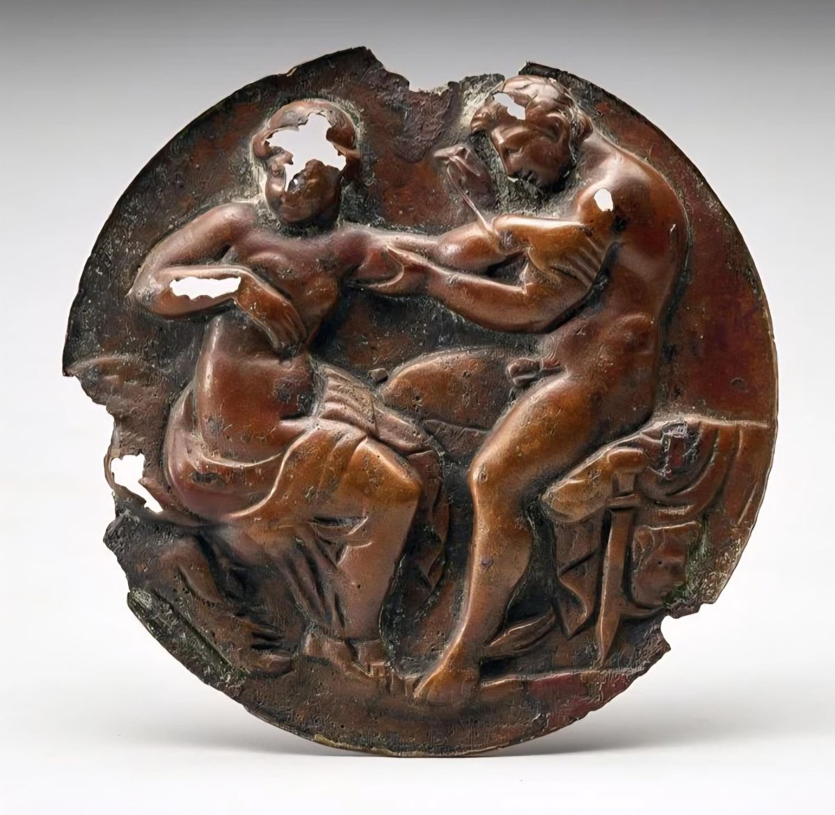 Roman bronze medallion with Perseus and Andromeda discovered in India
