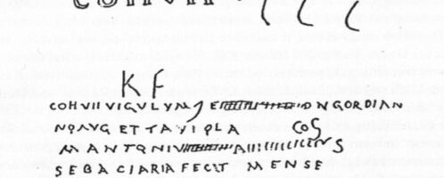 An ancient graffito discovered in the excubitorium (station house) of the 7th Cohort of the Roman vigiles in Trans Tiberim (modern-day Trastevere)
