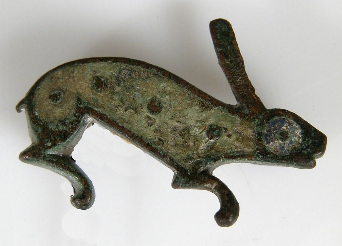 Roman bronze hare-shaped brooch